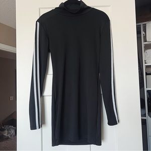 Black High Neck Dress with Stripe